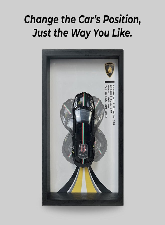 CodersParadise - Lamborghini Huracan Black 3D Car Frame Wall Art | 1:32 Die-Cast Metal Model Car with Wooden Display Frame | Detachable Miniature, Interchangeable Posters, Pull-Back Action, Working Lights & Opening Doors | Premium Collectible Gift for Cars Lovers - Image 4